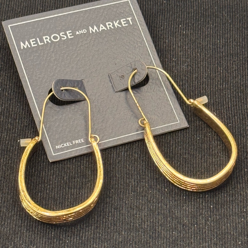 Melrose and Market Gold Minimalist Hoop Earrings with Textured Finish 2 inch